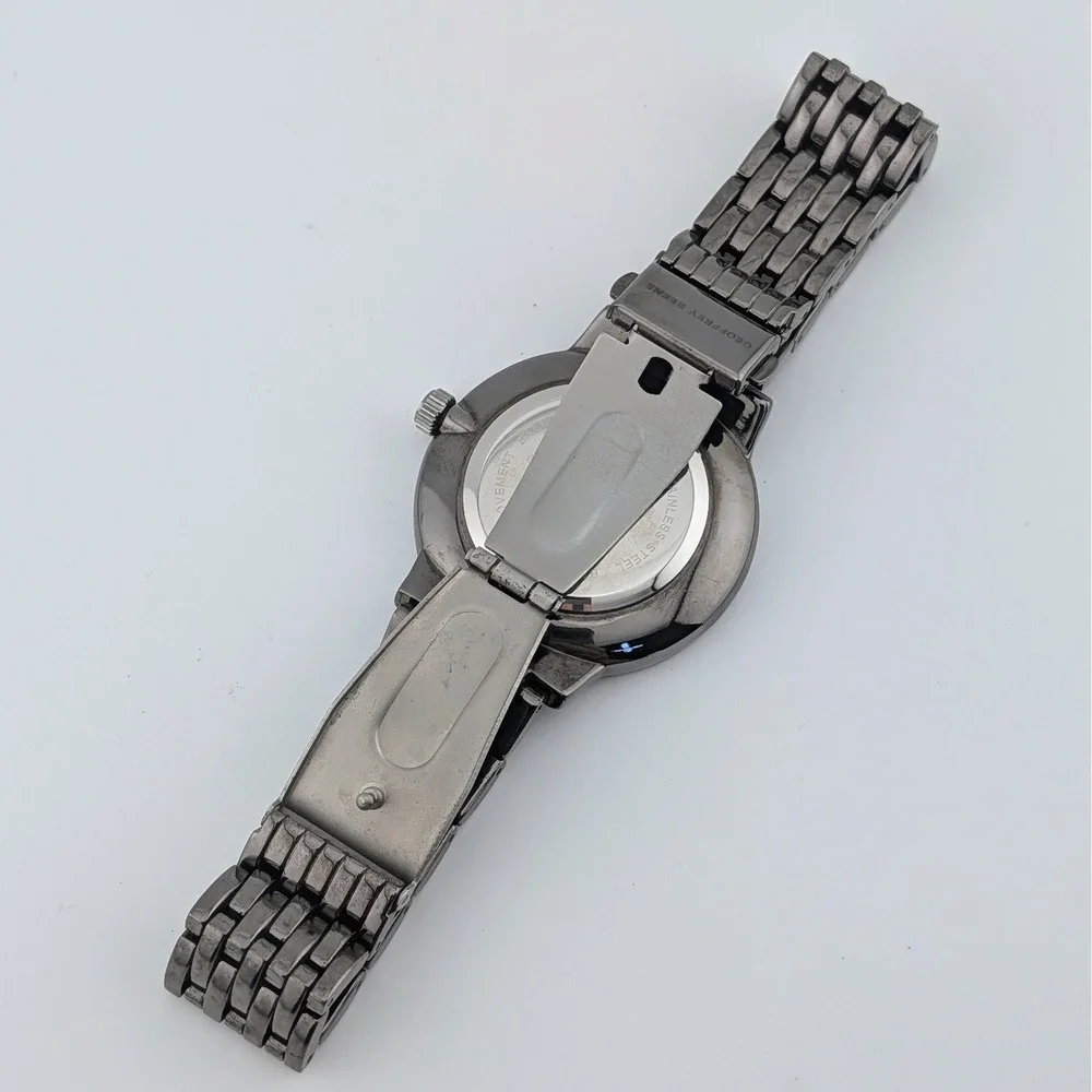 Geoffrey Beene Blue Sapphire Gray Dial Blue Hands Gunmetal Men's Watch 40mm